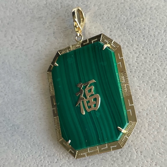 🐲14K Solid Gold Lucky Dragon🐲 Malachite, Opal, Onyx, Ruby, Lapis Charm Pendant - Picture 7 of 9